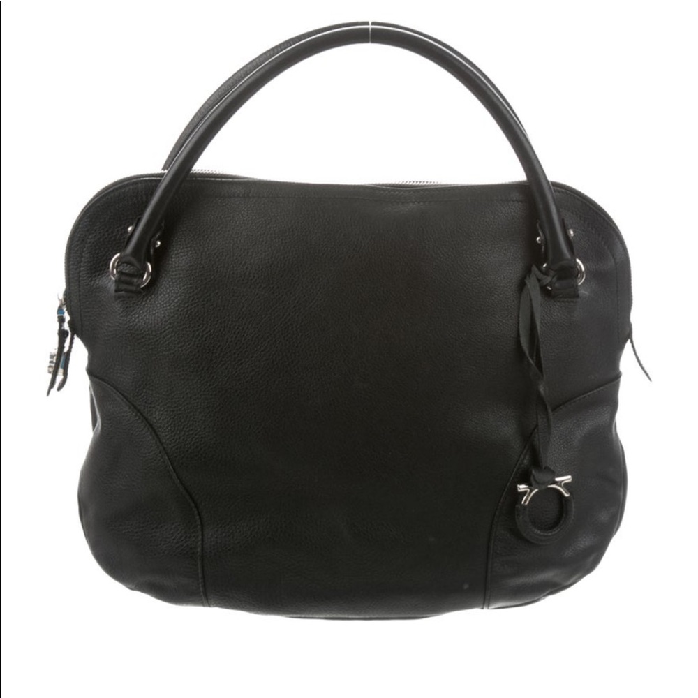 Salvatore Ferragamo Leather-Trimmed Canvas Bag with Gold-Tone Hardware